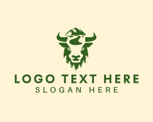 Oxen - Mountain Lake Bison logo design