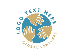 World - Charity World Hand logo design