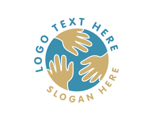 World - Charity World Hand logo design