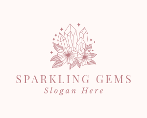 Floral Sparkle Gemstone logo design
