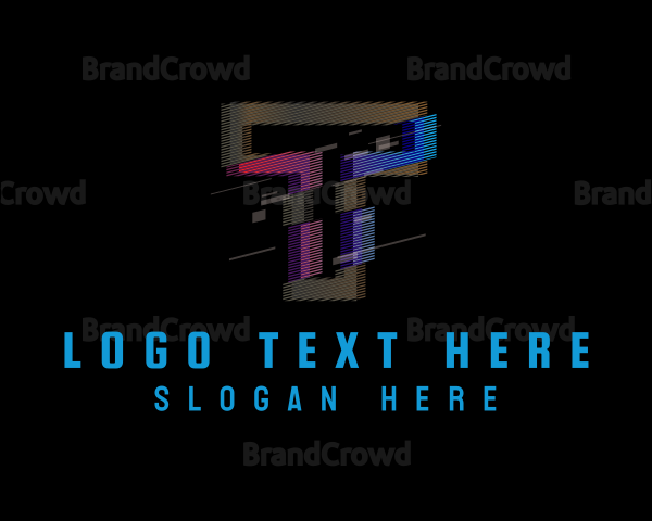 Gradient Glitch Letter T Logo