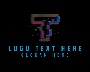 Web - Gradient Glitch Letter T logo design