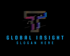 Stream - Gradient Glitch Letter T logo design