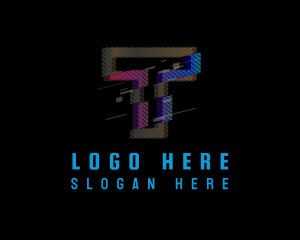 Vhs - Gradient Glitch Letter T logo design