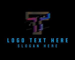 Pixelated - Gradient Glitch Letter T logo design