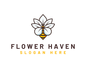 Floral Bee Flower logo design