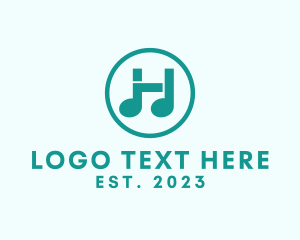 Music Note Letter H  Logo