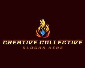 Snowflake Fire Star logo design