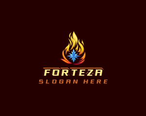 Snowflake Fire Star logo design