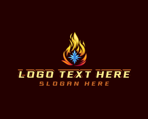 Thermal - Snowflake Fire Star logo design