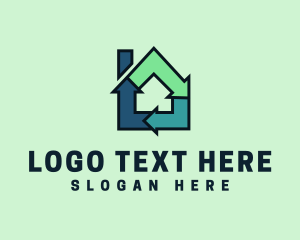 House - House Recycling Arrow logo design