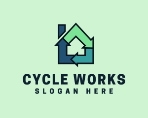Cycle - House Recycling Arrow logo design