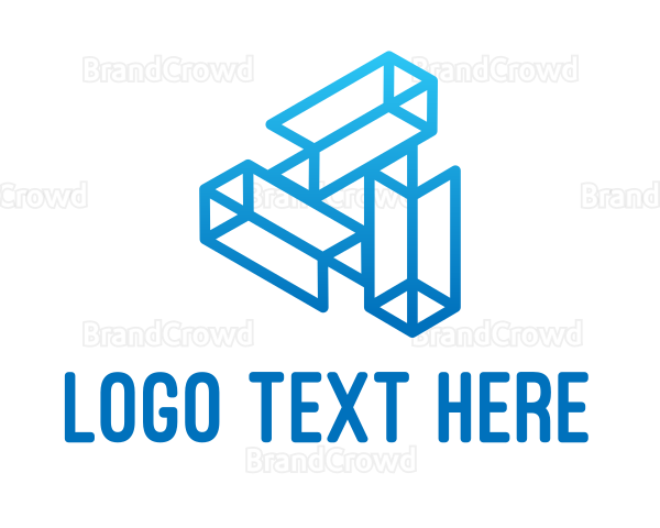 Blue Tech Startup Wireframe Logo