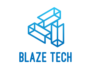 Blue Tech Startup Wireframe logo design