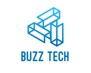 Blue Tech Startup Wireframe logo design