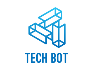 Blue Tech Startup Wireframe logo design