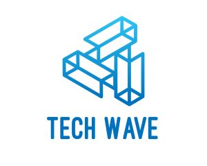 High Tech - Blue Tech Startup Wireframe logo design