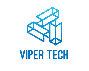 Blue Tech Startup Wireframe logo design