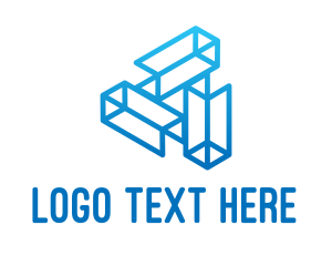 Futuristic - Blue Tech Startup Wireframe logo design