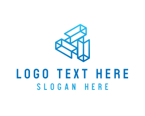 Blue Tech Startup Wireframe logo design