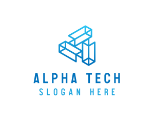 Blue Tech Startup Wireframe logo design