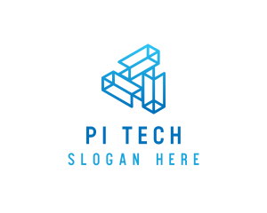 Blue Tech Startup Wireframe logo design