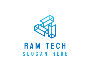 Blue Tech Startup Wireframe logo design