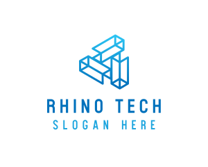 Blue Tech Startup Wireframe logo design