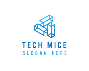 Blue Tech Startup Wireframe logo design