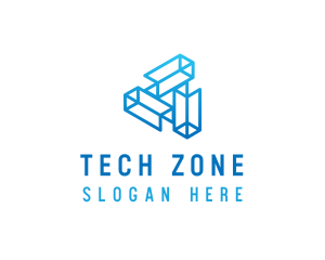 Blue Tech Startup Wireframe logo design