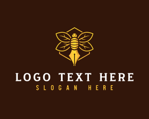 Author - Quill Bee Pen logo design