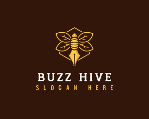 Quill Bee Pen logo design