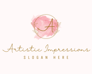 Natural Wreath Watercolor logo design