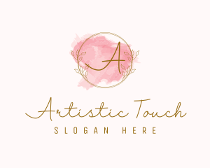 Natural Wreath Watercolor logo design