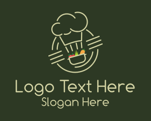 Supermarket - Monoline Chef Hat Grocery logo design