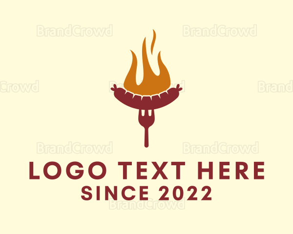 Sausage Grill Food Logo