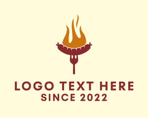Fire - Sausage Grill Food logo design