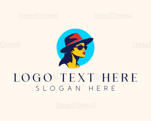 Woman Hat Sunglasses Logo