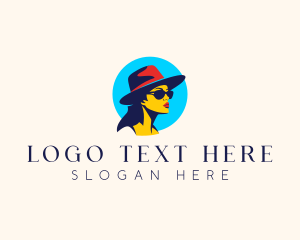 Lifestyle - Woman Hat Sunglasses logo design