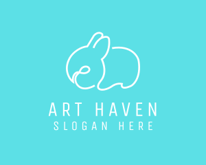 Cute Bunny Line Art logo design