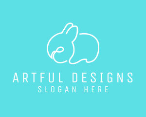 Cute Bunny Line Art logo design