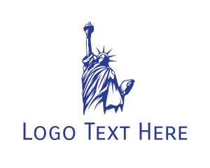 New York - Blue Status of Liberty logo design