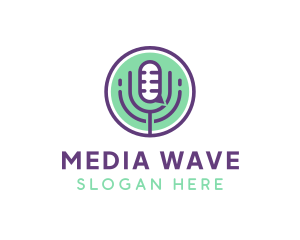 Broadcasting - Circle Radio Podcast Mic logo design