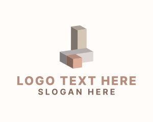 Manufacturer - 3D Building Blocks logo design
