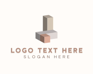 Isometric 3D Building Blocks logo design