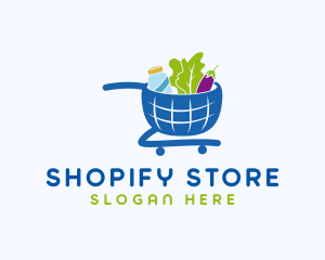 Grocery Shopping Cart logo design