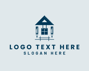 Triangle Ruler - Blue House Renovation logo design