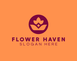 Round Lotus Flower logo design