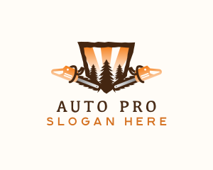 Woodcutter - Chainsaw Tree Woodwork logo design