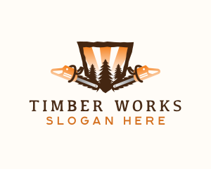 Chainsaw Tree Woodwork logo design